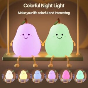 Cute Silicone Pear Lamp USB Rechargeable Color Changing LED Night Light (1)