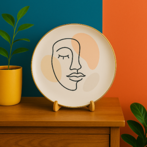 Serene Muse Line Art Plate