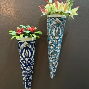 Blue Nest Wall Planters – Ceramic Cone Set