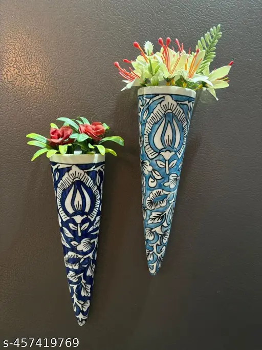 Blue Nest Wall Planters – Ceramic Cone Set