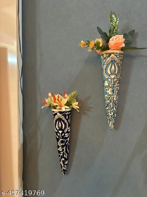 Blue Nest Wall Planters – Ceramic Cone Set