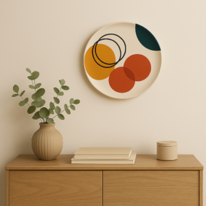 Mid-Century Bloom – Abstract Circles Plate